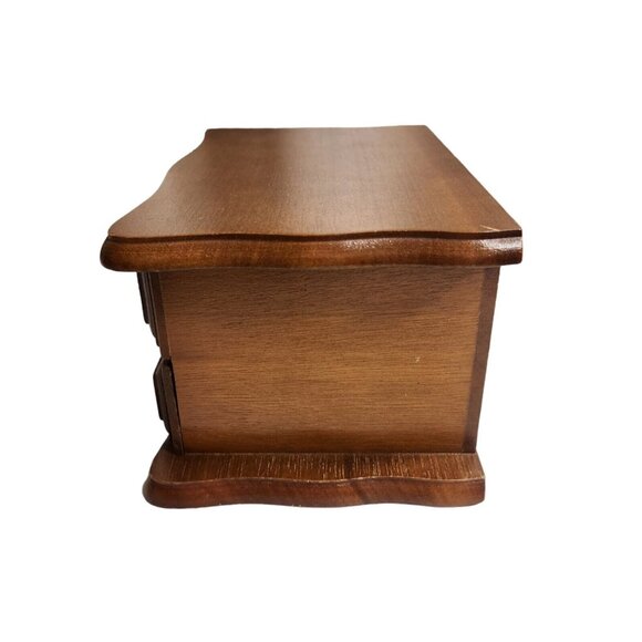 Vintage Small Dresser Jewelry Box Orange Velvet Inside With Mirror Ring Box - Picture 5 of 8